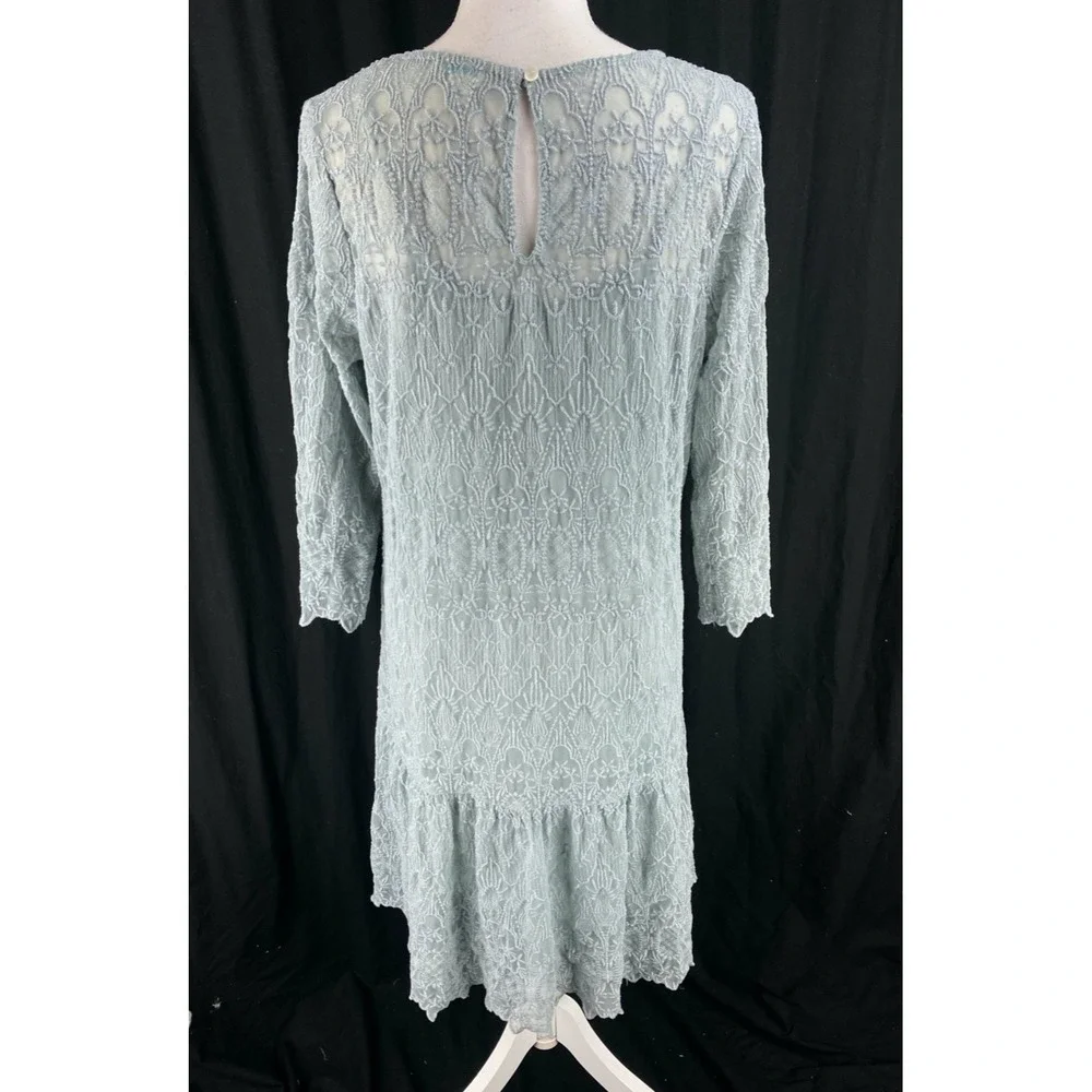 Sundance Windflower Whisper Overlay Embroidered Lace Silver Sage Dress‎ M